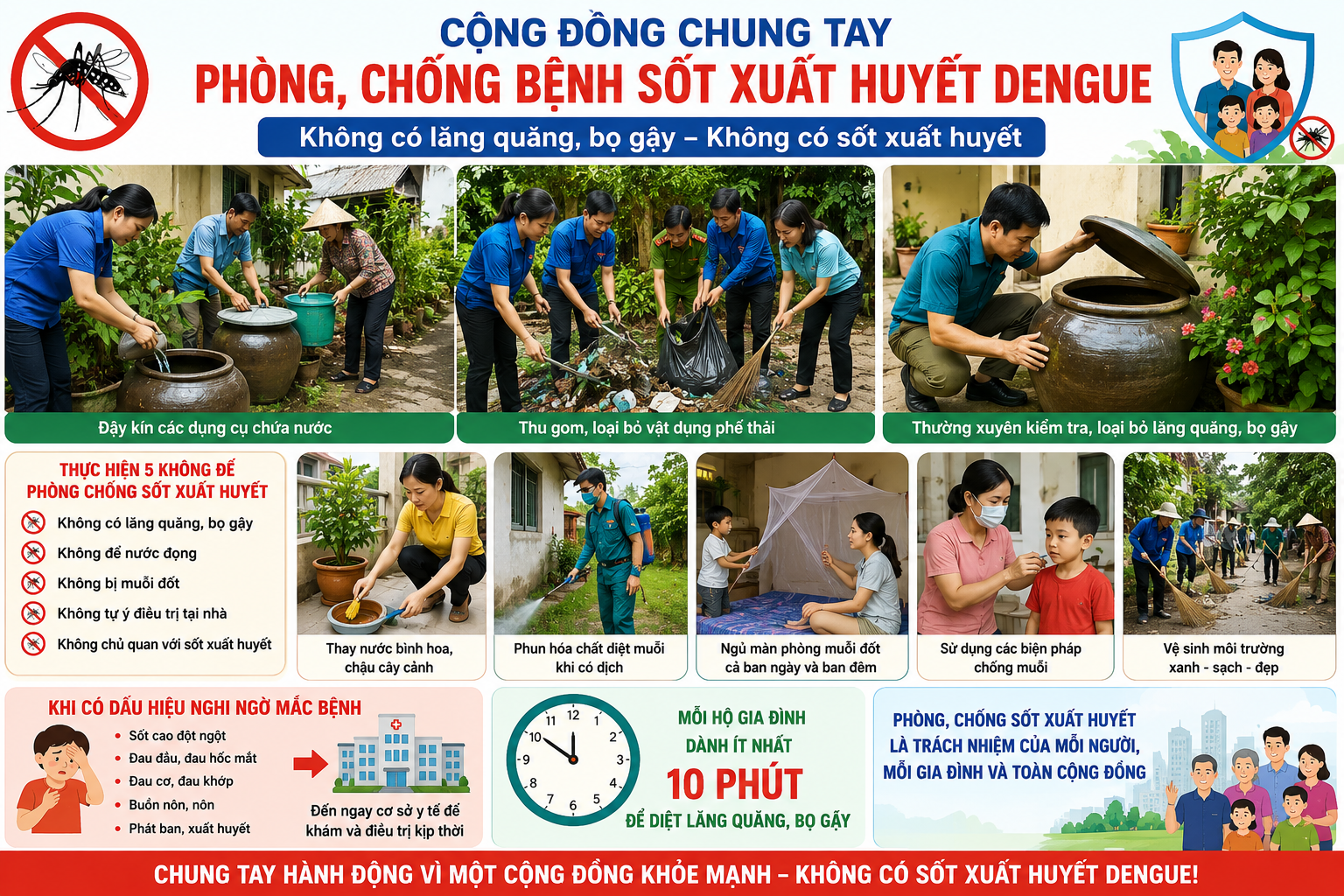 Tăng cường triển khai các biện pháp phòng, chống bệnh sốt xuất huyết Dengue trên địa bàn xã Ea Khăl